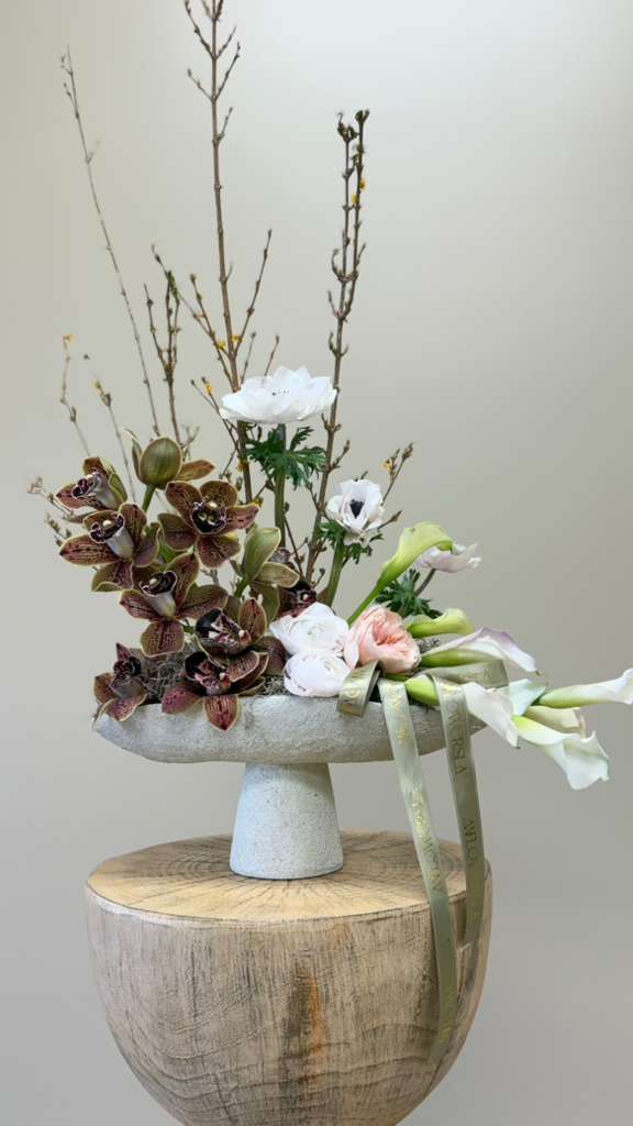 Orchids with Calla Lily — view 1