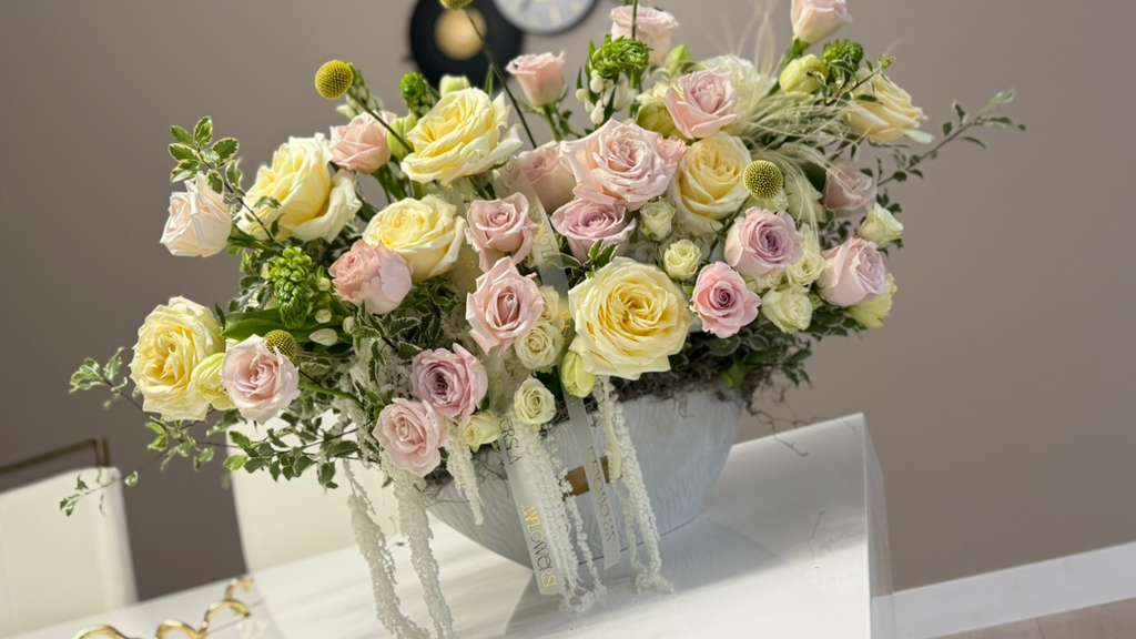 Pink and Yellow Roses — view 1