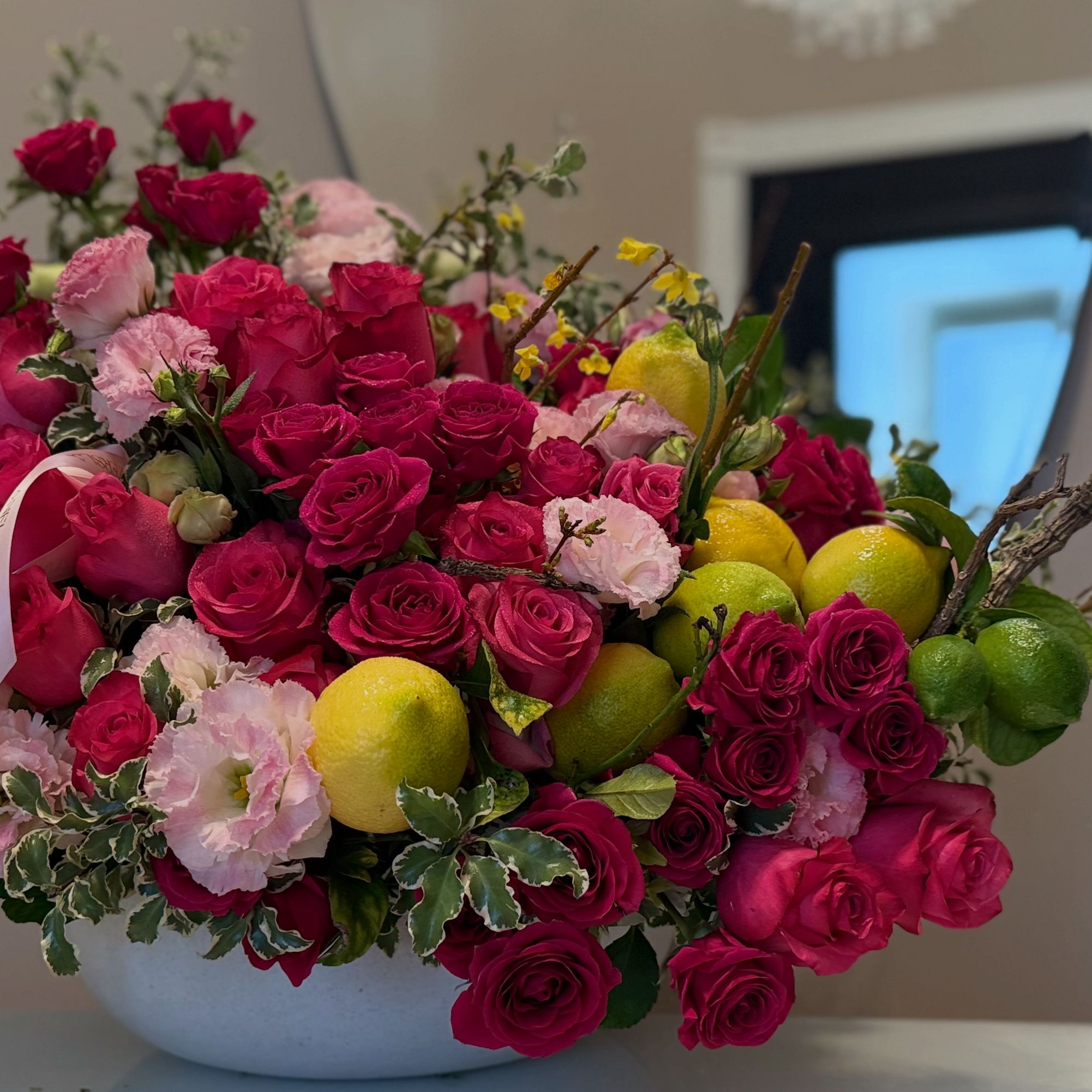 Roses and Lemon Arrangement — view 1