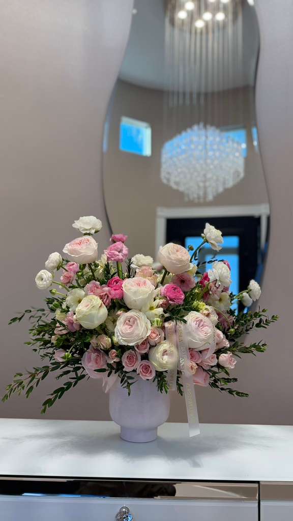 White and Pink Arrangement — view 1